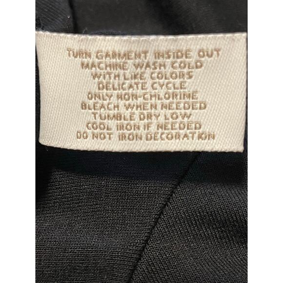 By Chicos Size 3 (XL) Size Black Top With Gold Beading Half Sleeve V-Neck - Picture 7 of 7